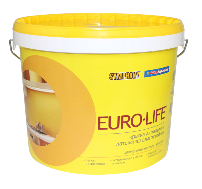 EURO-LIFE, европейское качество, шелковисто-матовая краска (База С), 9 литров