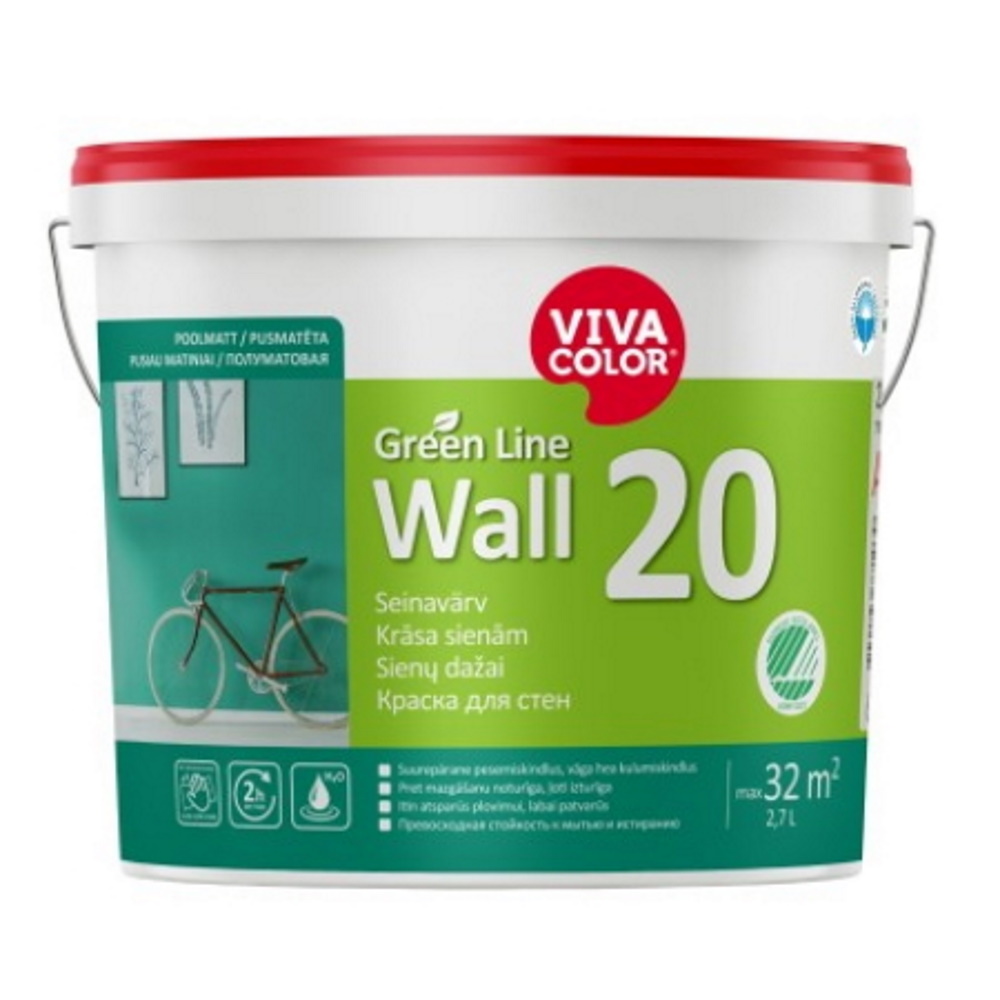 WALL-20 полуматовая вододисперсионная краска, база С, 2,7 литра