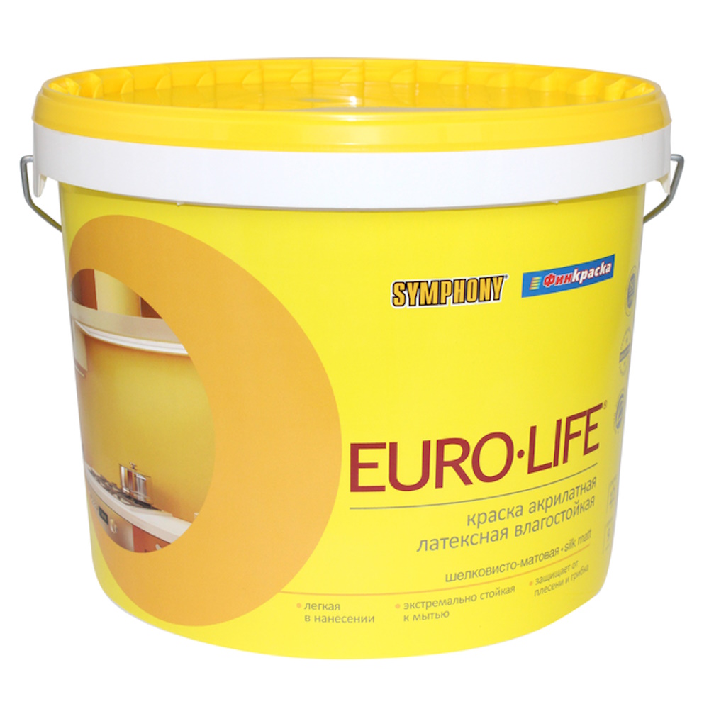 EURO-LIFE, европейское качество, шелковисто-матовая краска (База С), 9 литров