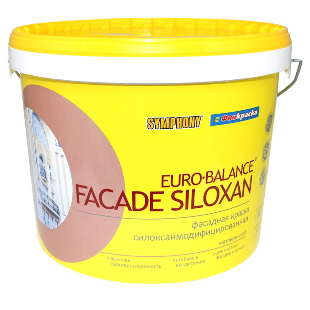 EURO-Balance Facade Siloxan,  краска для фасада и цоколя (База С), 9 литров