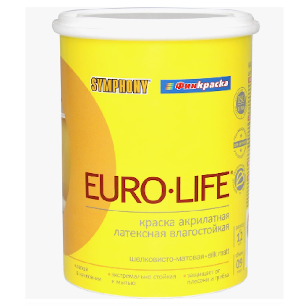 EURO-LIFE, европейское качество, шелковисто-матовая краска (База С), 0,9 литра