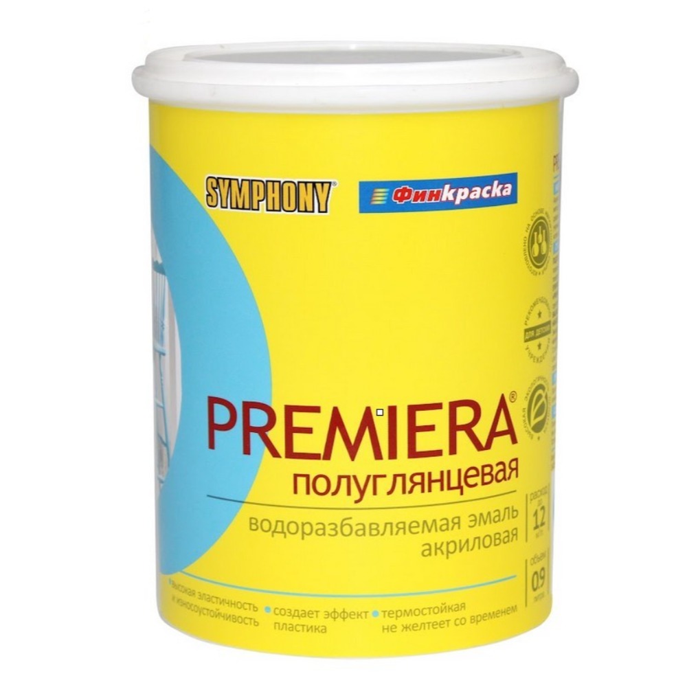 PREMIERA, полуглянцевая, влагостойкая, эмаль с эффектом пластика (База А), 0,9 литра